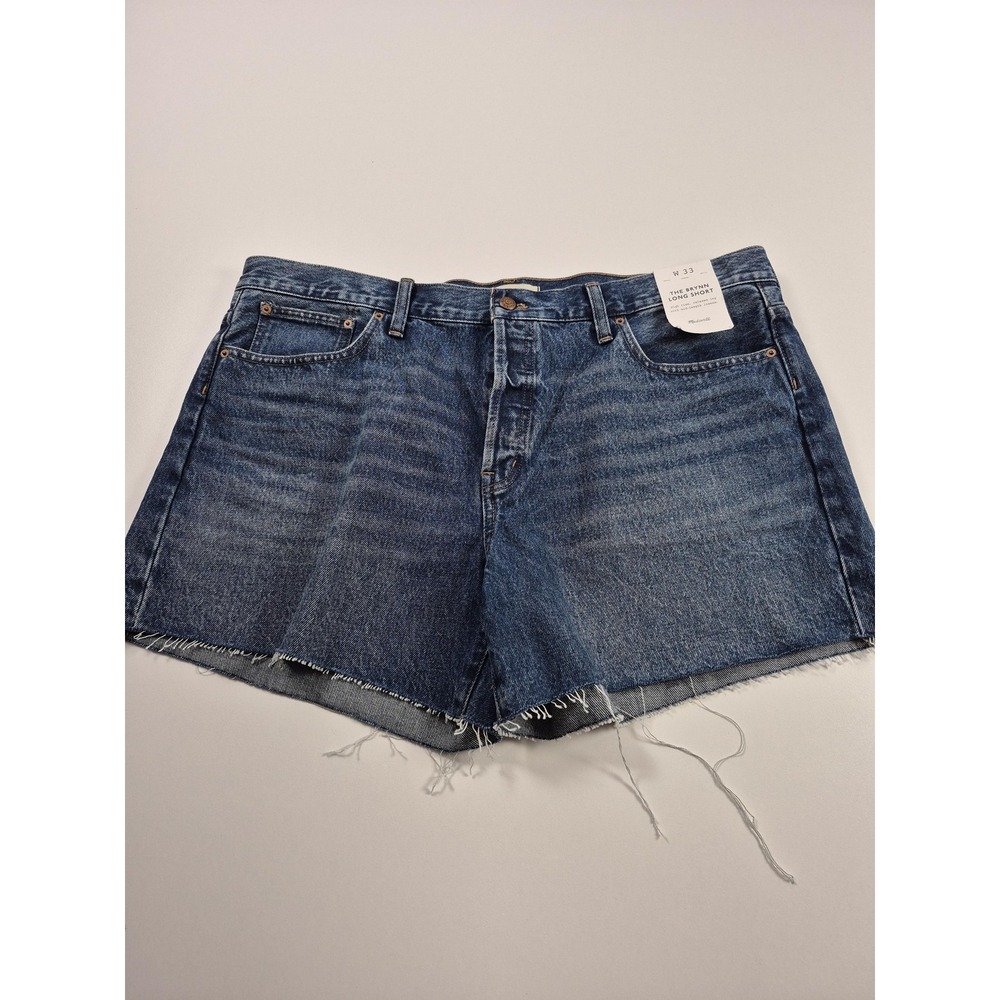 Madewell High Waist Raw Hem Denim Shorts - Blue